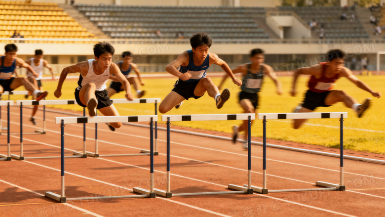 一群人在跨栏的图片