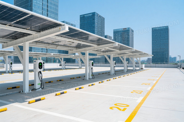 屋顶停车场充电桩广角图片