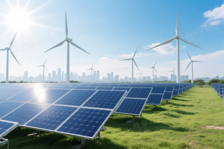 光伏风电阵列逆光高清图片