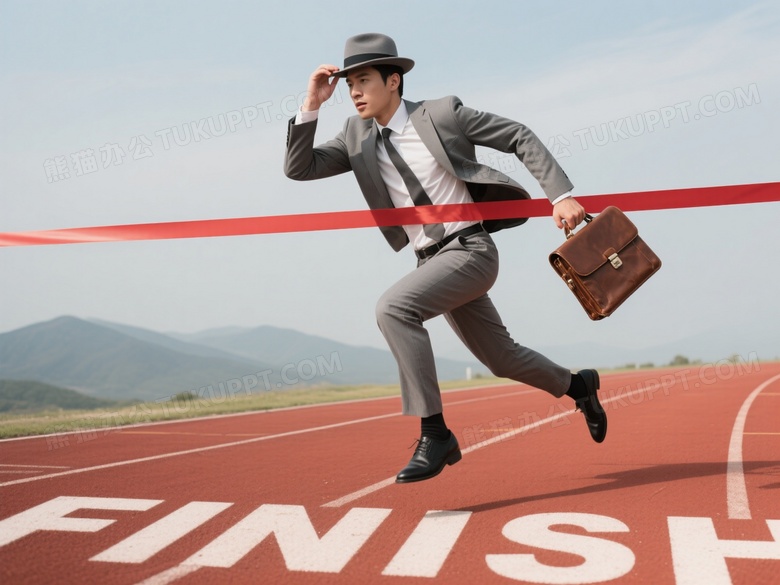商务男士冲刺终点带图片