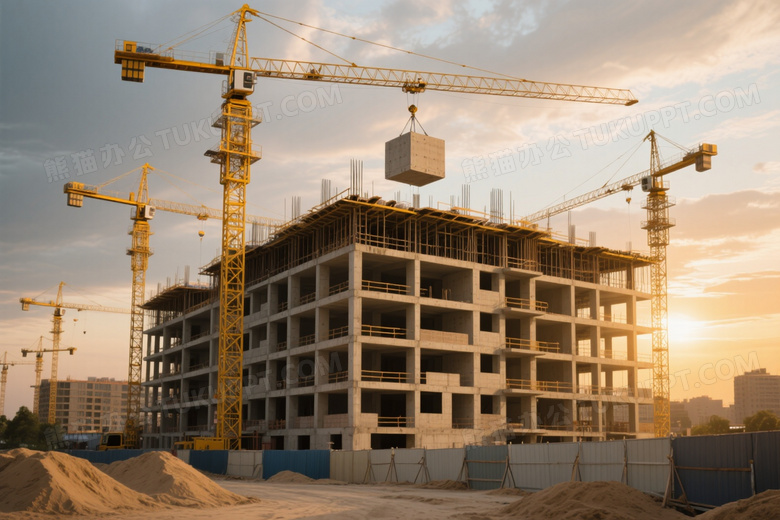 塔吊作业高层建筑工地图片