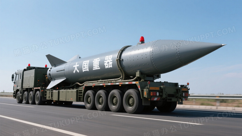 军用运输车载导弹公路行驶图片