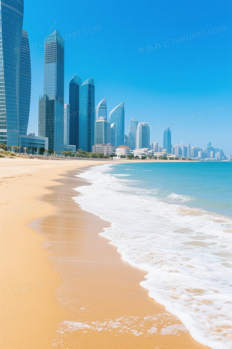 海滨城市广角景观图片