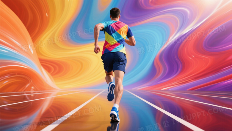 男性运动员背影冲刺逆光图片