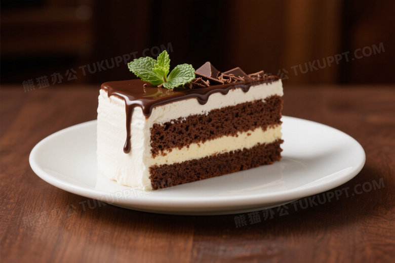 巧克力蛋糕切片特写图片