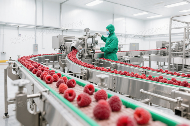 覆盆子传送带俯拍图片