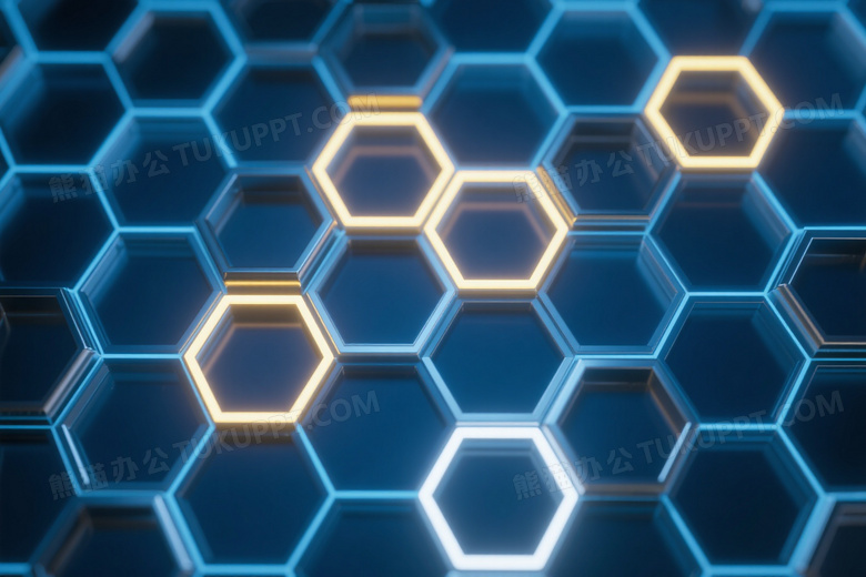 科技感六边形网格霓虹图片