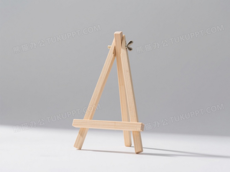 木质A字画架纯白背景图片