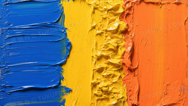 抽象油画三色肌理特写图片