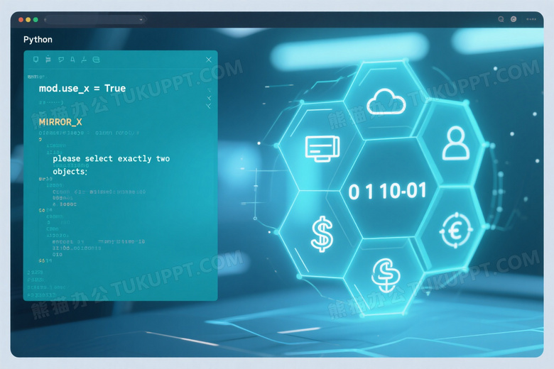 代码与网络图层叠加科技感图片