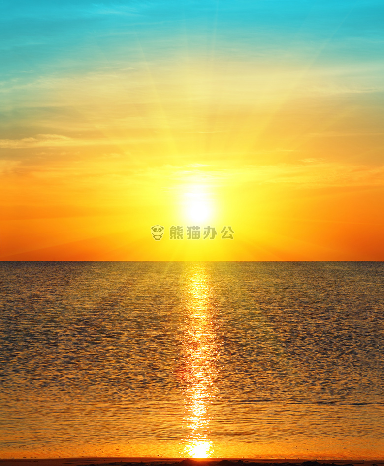 海上日出高清图片ppt配图下载_熊猫办公