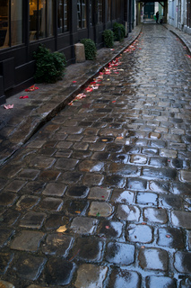 雨后的小巷铺石路风景摄影高清图片