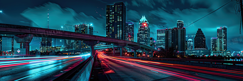 城市夜景延时摄影图片