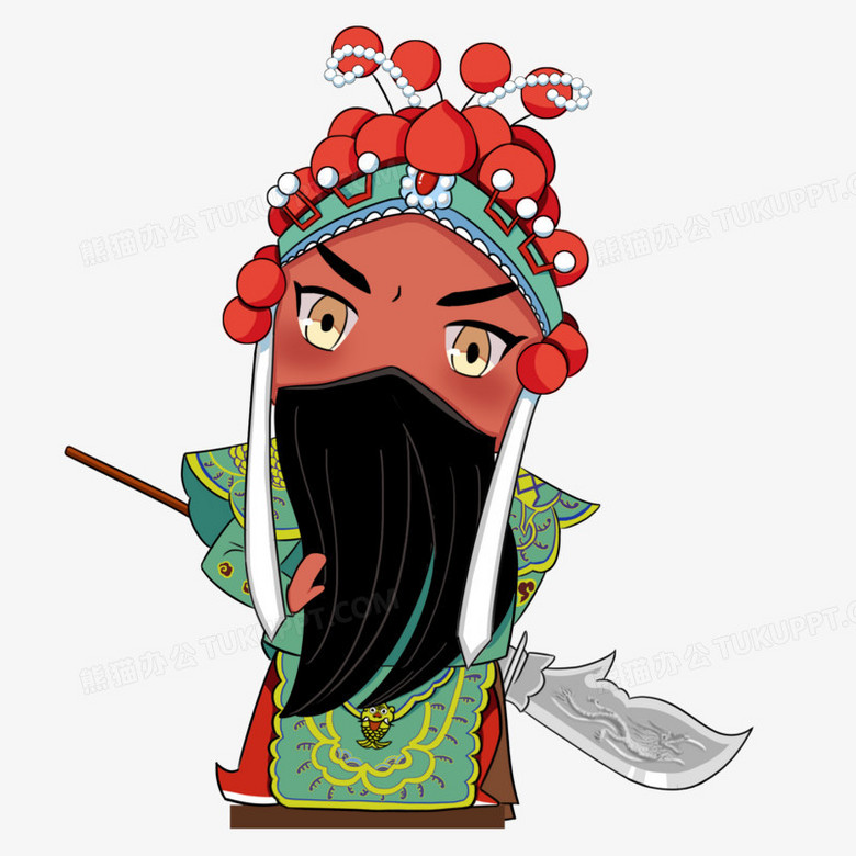 本作品全称为《卡通q版关羽京剧人物手绘元素,使用 adobe photoshop