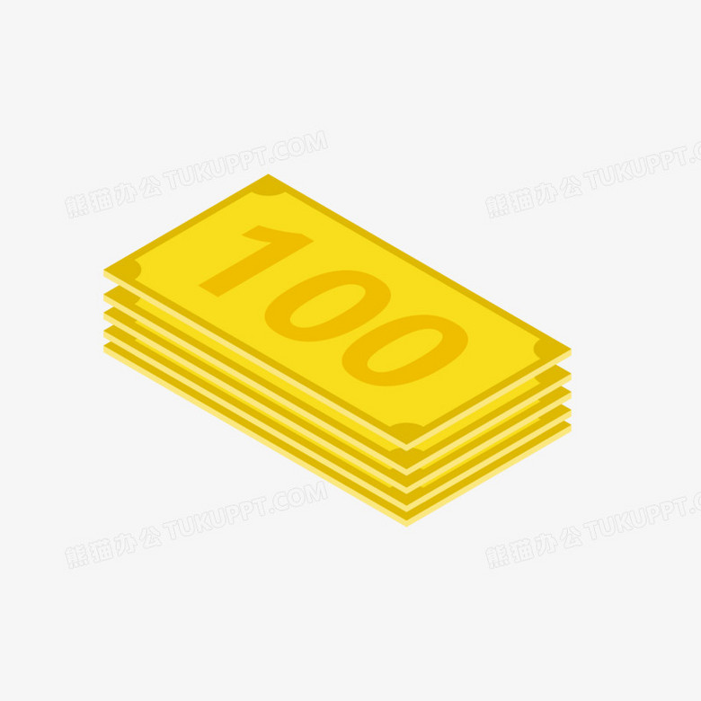 黄色登记立体100元纸币手绘设计