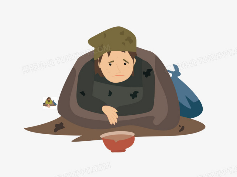 本作品全称为《卡通手绘街上可怜的讨饭乞丐元素,使用adobe