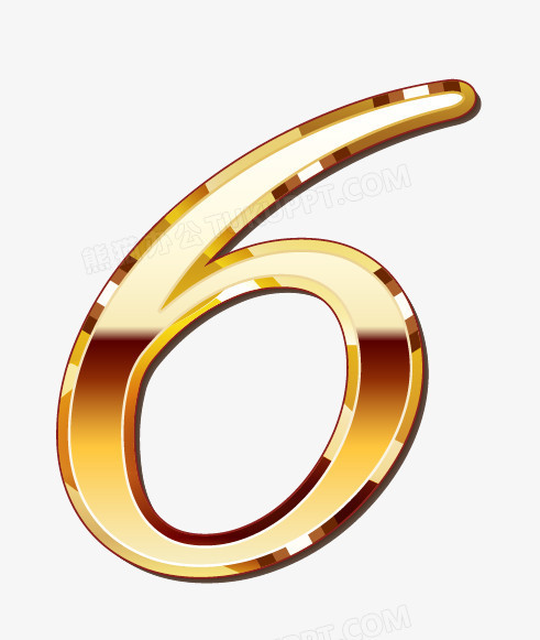 金色质感数字6