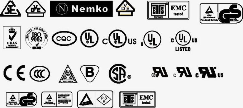 认证标识 qs emc ce iso9002 gs 黑白标识