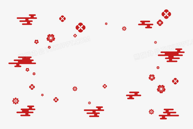 国风红色祥云点缀卡通国潮装饰元素png图片素材下载_红色png_熊猫办公