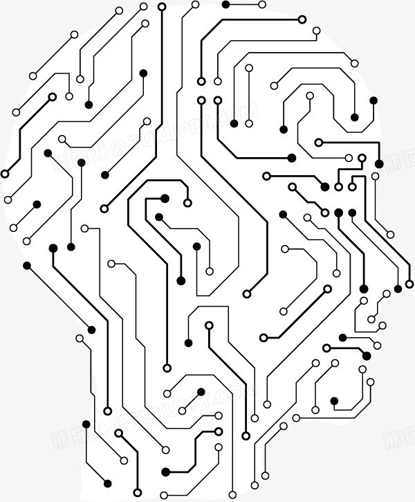 本作品全称为《黑色卡通手绘电子线路板创意元素,使用adobe