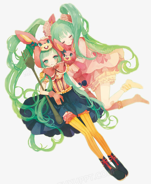 卡通立绘彩绘闺蜜女孩