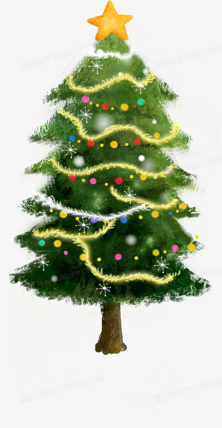 手绘绿色冬季圣诞树png图片素材免费下载_绿色png_*