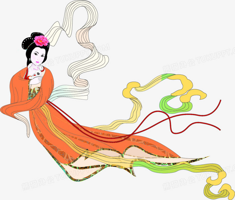 中国画飞天的嫦娥中秋