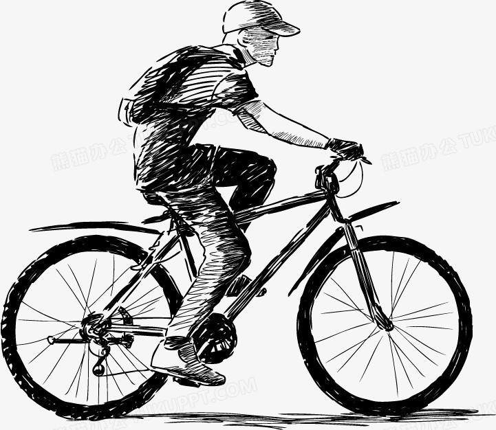 作品以黑色为背景,设计了手画骑自行车去上学的男孩,整体呈现水彩风.