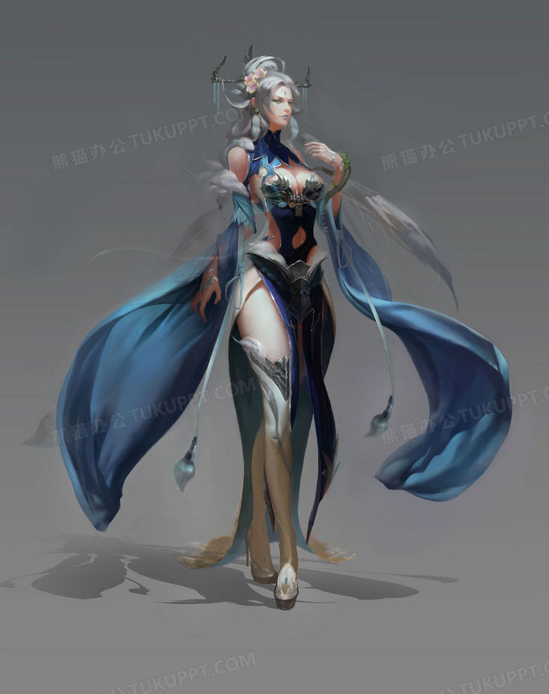 蓝色梦幻服饰游戏人物png图片素材下载_梦幻png_熊猫