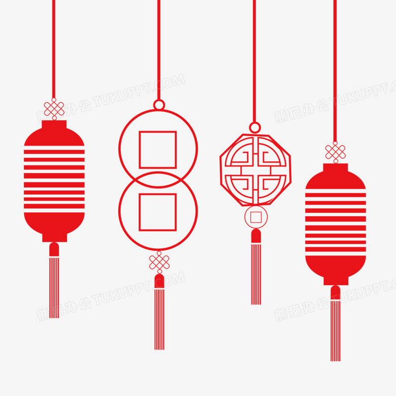 经典红色中式灯笼吊饰装饰素材