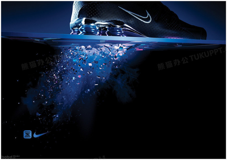 蓝色耐克运动鞋海报背景设计png图片素材免费下载_png