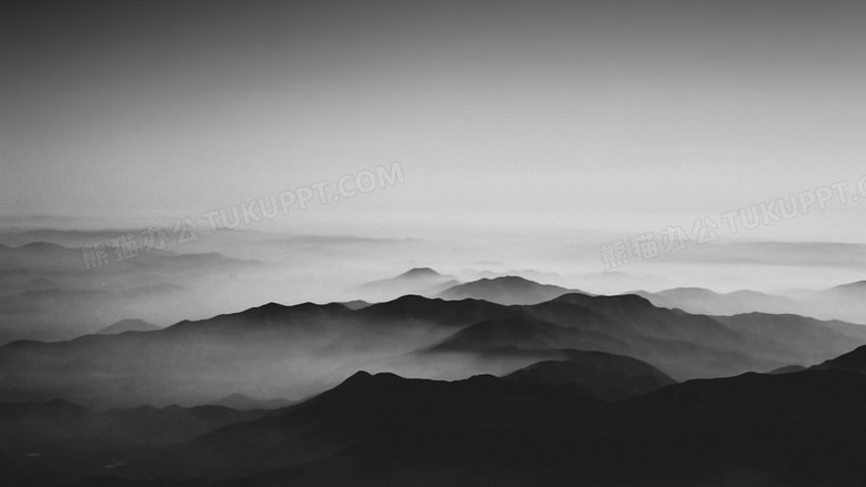 黑白色中国风山峰