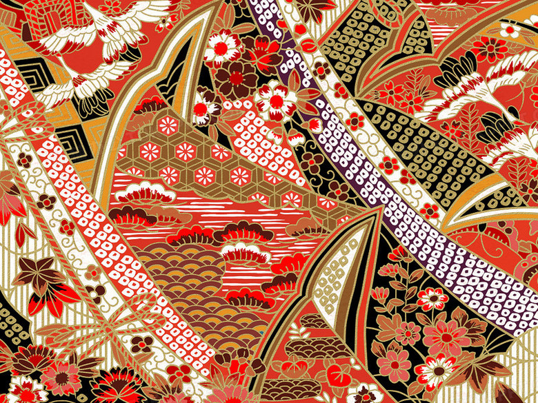红色日式古典花纹图案