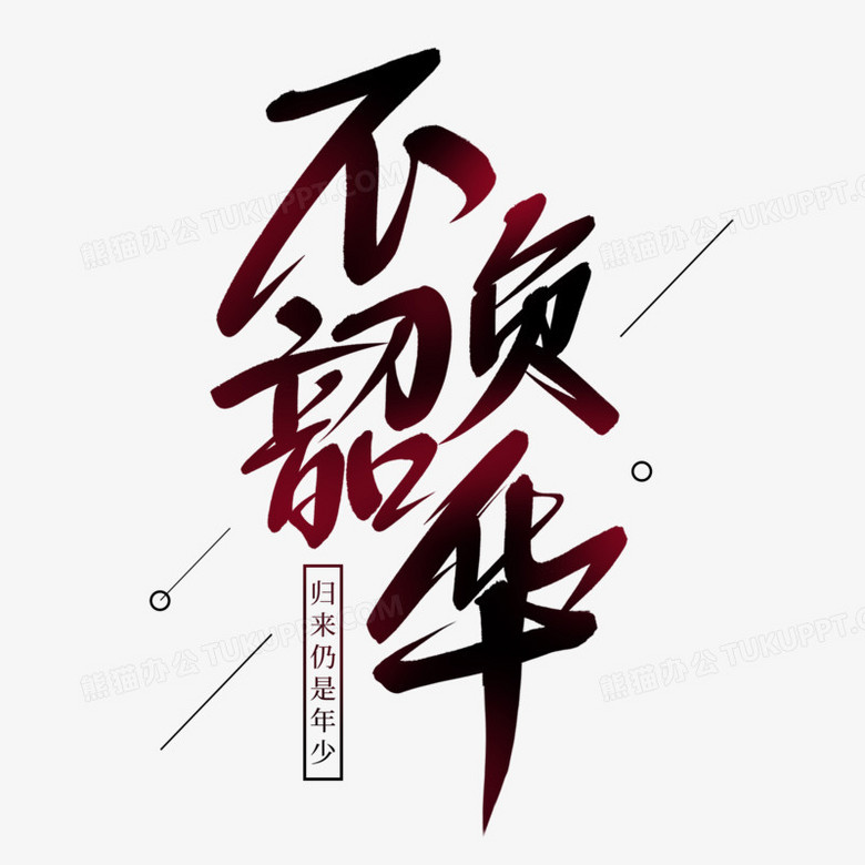 不负韶华毛笔艺术字