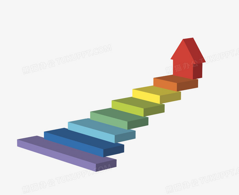 抽象进步的彩虹阶梯png图片素材下载_彩虹png_熊猫办公