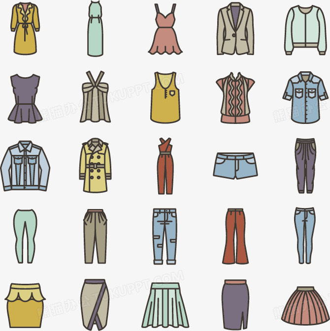 彩色衣服图标小图标服装图标裤子图标png图片素材下载_衣服png_熊猫