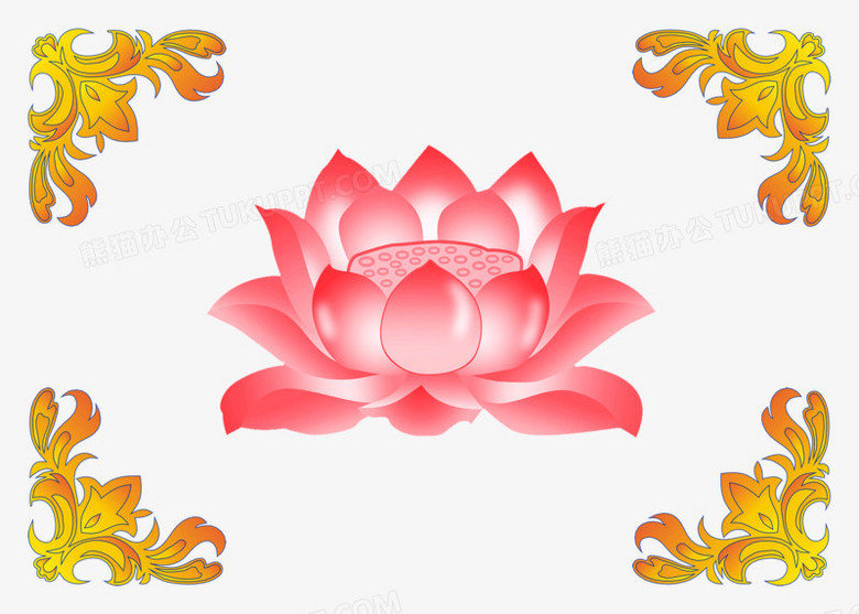 逼真的手绘莲花座