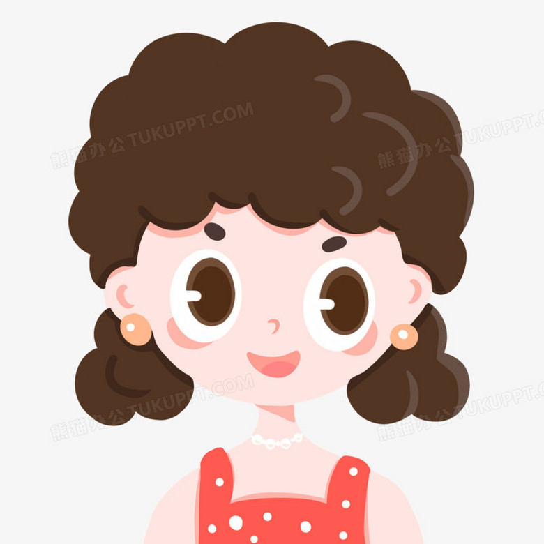 手绘爆炸头女生可爱插画元素