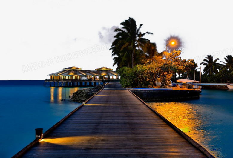 马尔代夫太阳岛夜景png图片素材下载_夜景png_熊猫办公