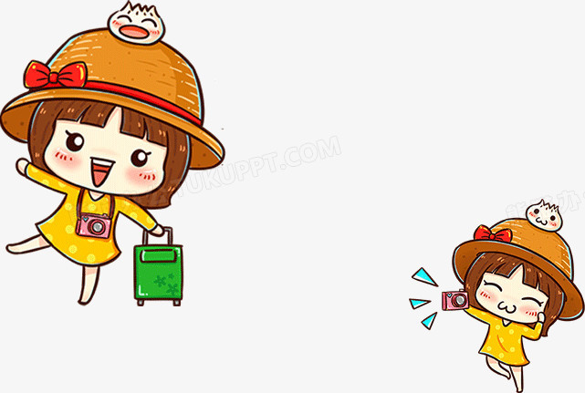 可爱卡通戴帽子的小姑娘
