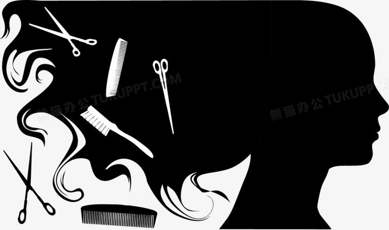 美发题材的女性头像剪影矢量素材下载