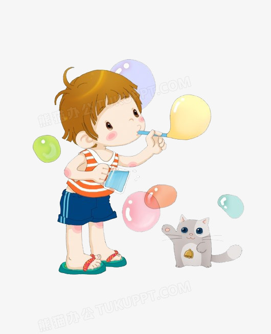 吹泡泡的小孩png图片素材免费下载_小孩png_530*653