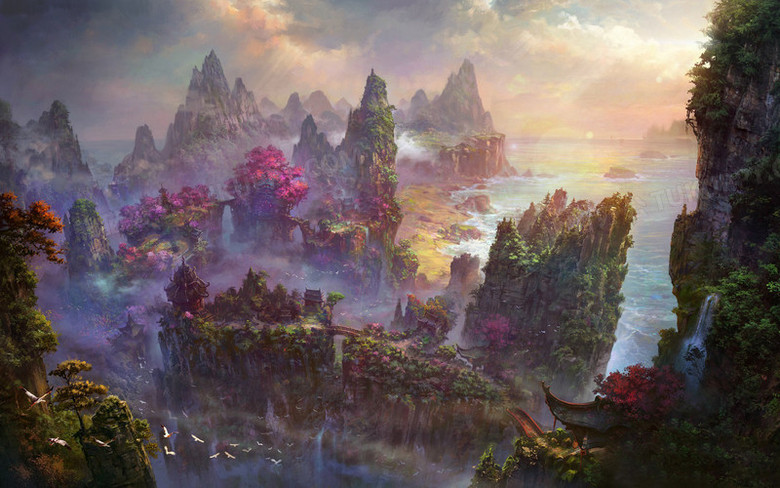 武侠绝情谷山水室外景色