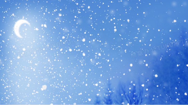 浪漫夜晚雪景景观