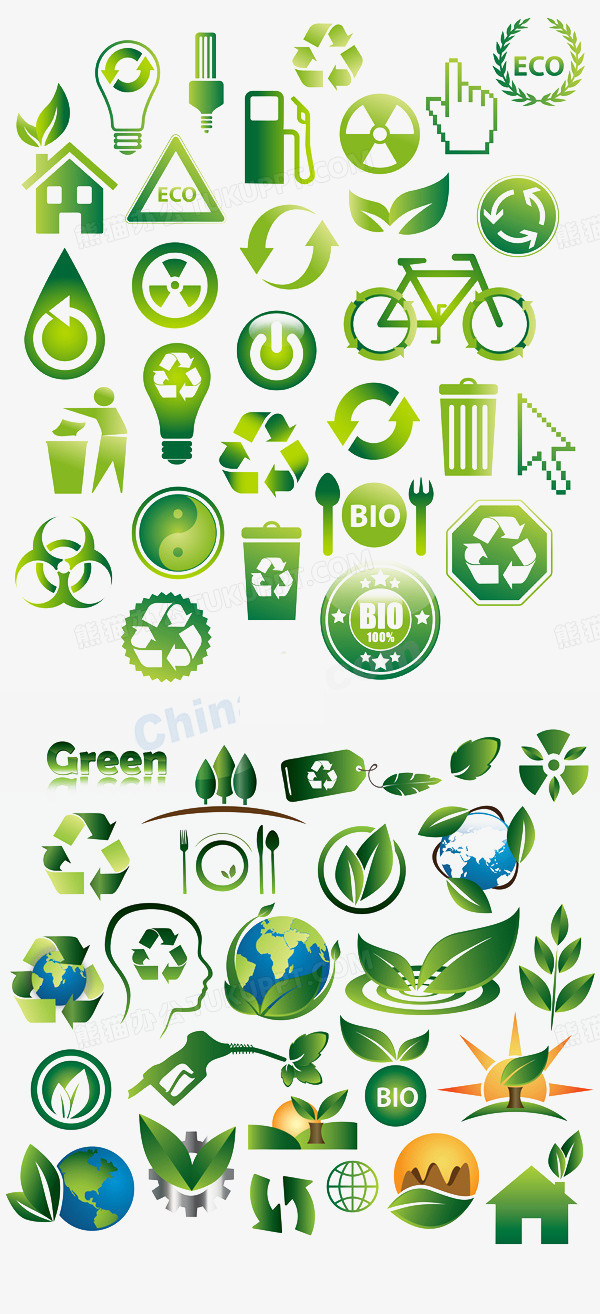 绿色低碳元素png图片素材下载_绿色元素png_熊猫办公