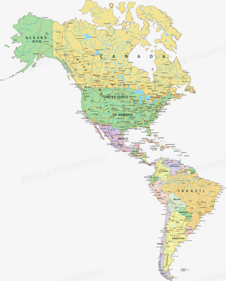 矢量北美南美地图