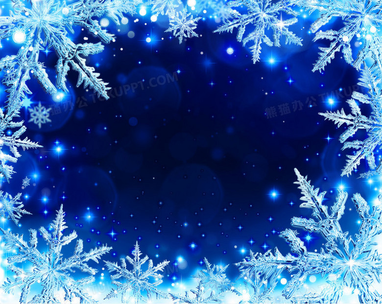 蓝色雪花星光底纹背景