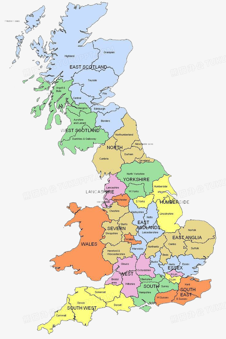 英文英国地图