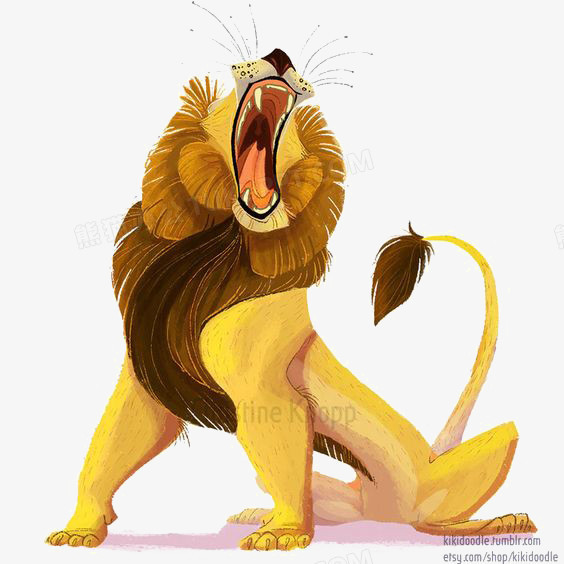 设计了一个张着嘴怒吼的狮子,整体呈现卡通风