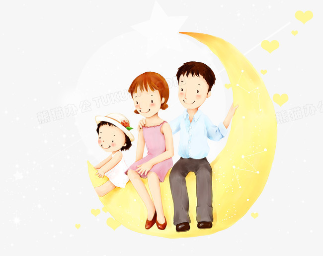 星空夜晚一家人png图片素材免费下载_星空png_650*514